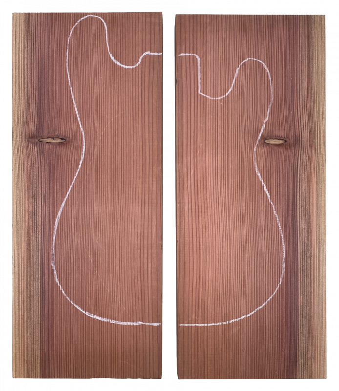 Body Redwood  knotty, 40mm 2-pcs. bookmatched